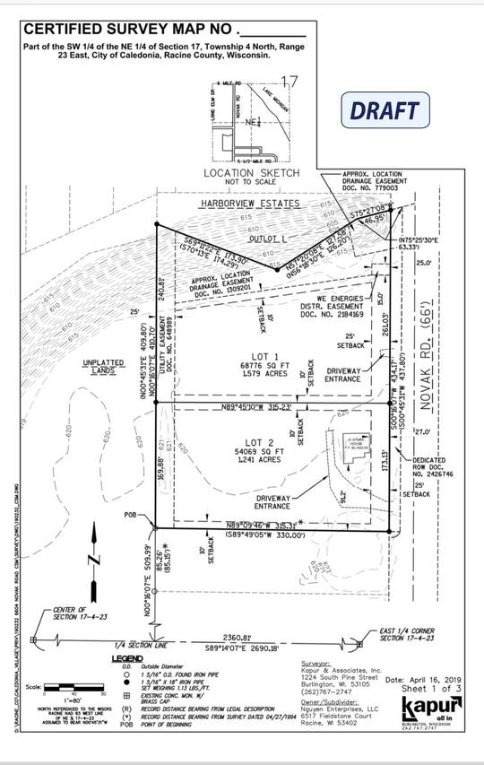 Novak Rd., Caledonia, WI 53402