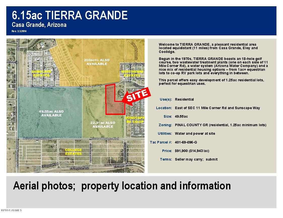 E of  SEC 11 Mile Corner Rd / Sunscape Way #-, Casa Grande, AZ 85222
