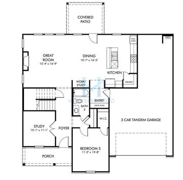 Jamestown model in Vines at Mill Creek, Braselton, GA, built by Meritage Homes