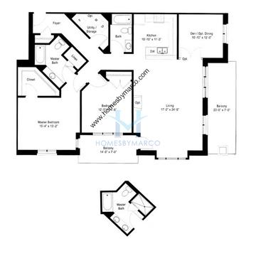 Photos of the Units 313, 413, 513, 613 (B5) model in the Cardinal Square subdivision in Mundelein, IL