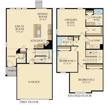 Photos of the Charlotte model in the Riverwoods subdivision in Woodstock, IL