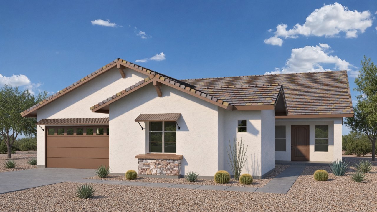 Plan One model in Cachet at Peak View, Cave Creek, AZ, built by Cachet Homes