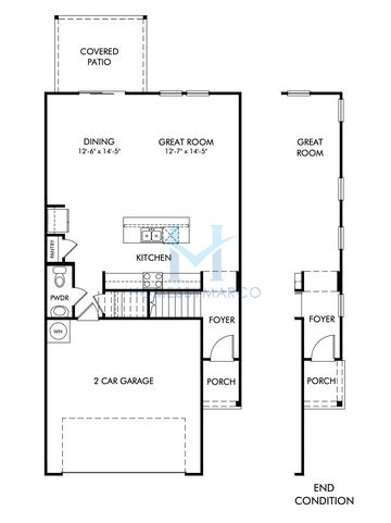 Photos of the Bakersfield End Unit model in the Willowcrest subdivision in Mableton, GA