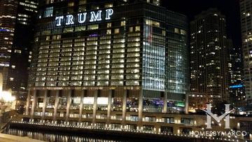 Trump Tower Chicago building in the River North neighborhood of Chicago, IL