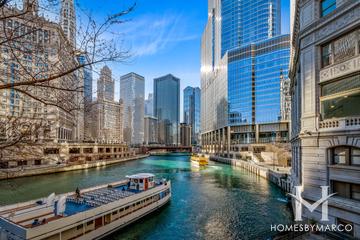 Trump Tower Chicago building in the River North neighborhood of Chicago, IL
