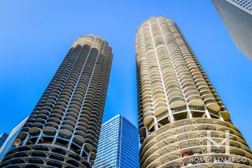 Marina City building in the River North neighborhood of Chicago, IL